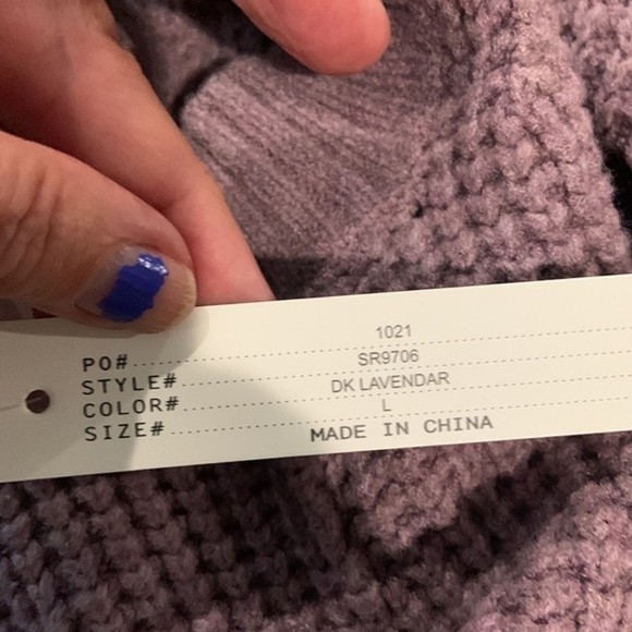 Sweet Romeo large waffle knit crew neck dark lavender sweater NWT - Picture 9 of 9